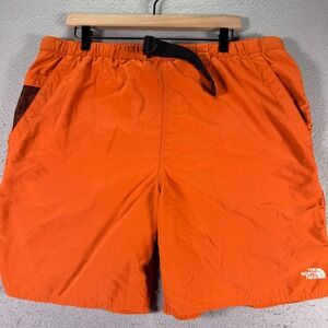 The North Face Belted Nylon Shorts Mens XL Orange Outdoor Mesh Lined Outdoor 8*"